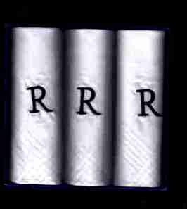 (image for) Mens White Hanky Hankerchief Monogram R - Click Image to Close
